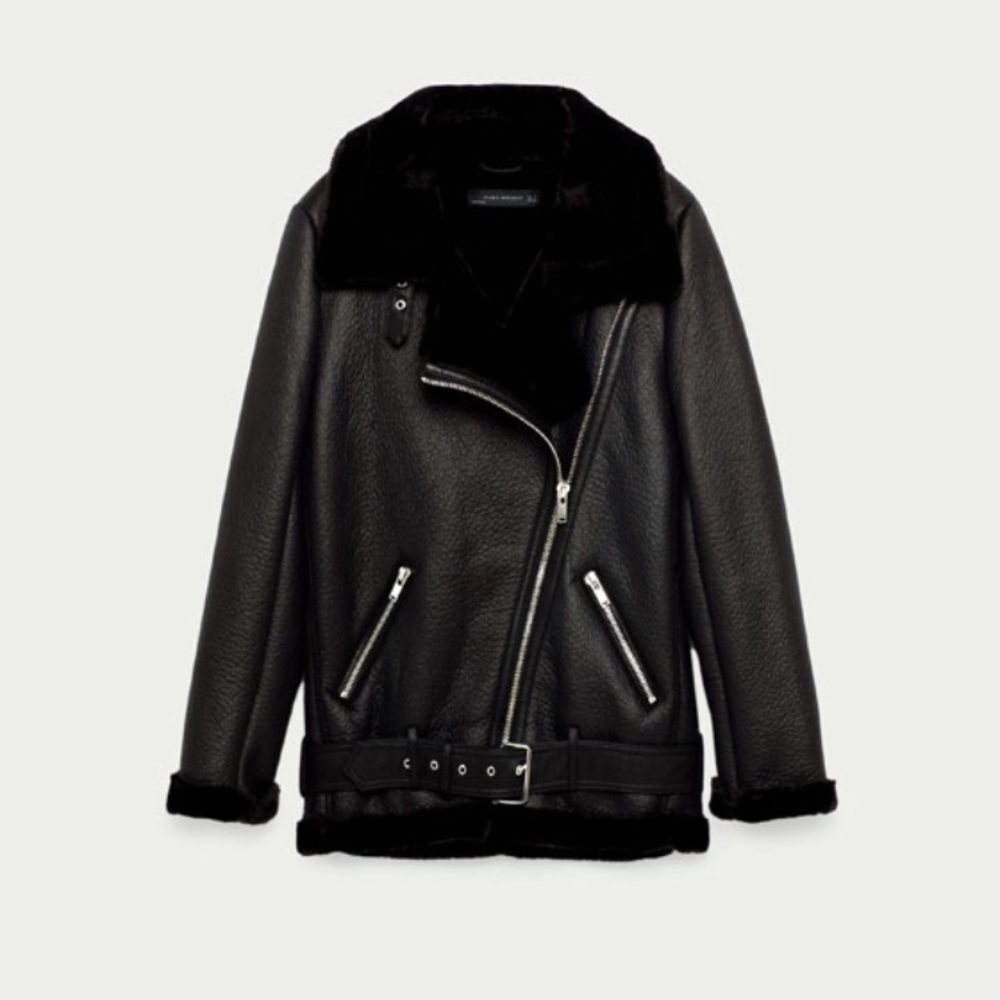 Zara Faux Fur Biker Jacket